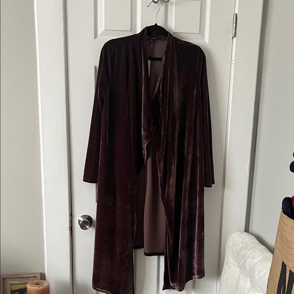 Suzanne Betro Rich Brown Velvet Cardigan